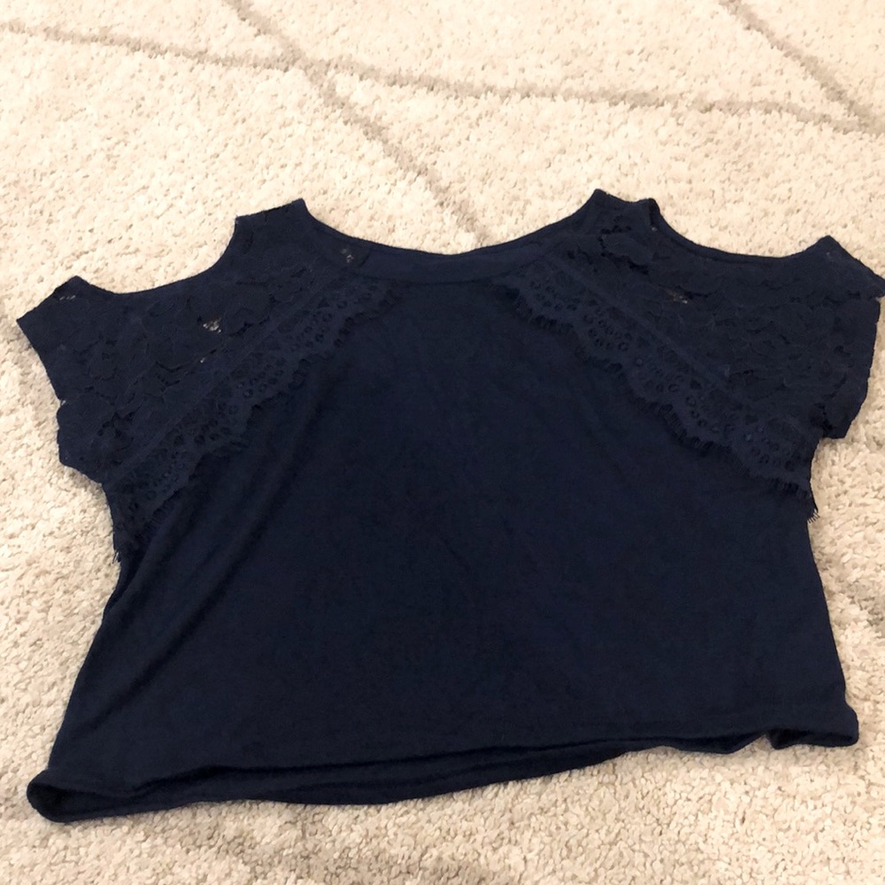 Navy lace crop top